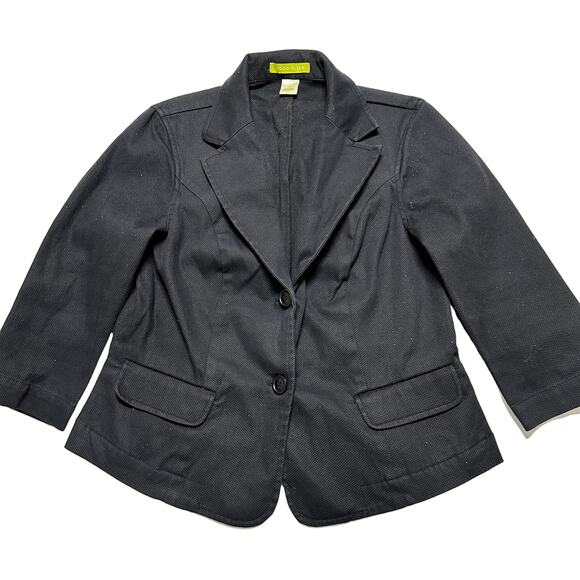 Sigrid Olsen Blazer Womens 8 Black Long Sleeve Two Button Minimalist Business - Picture 1 of 7